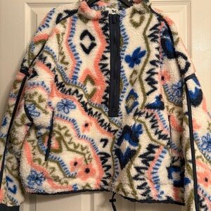 Colorful Sherpa Fleece Half Zip Jacket